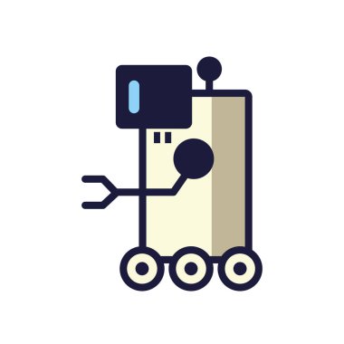 Tekerlekli robot cyborg izole simgesi