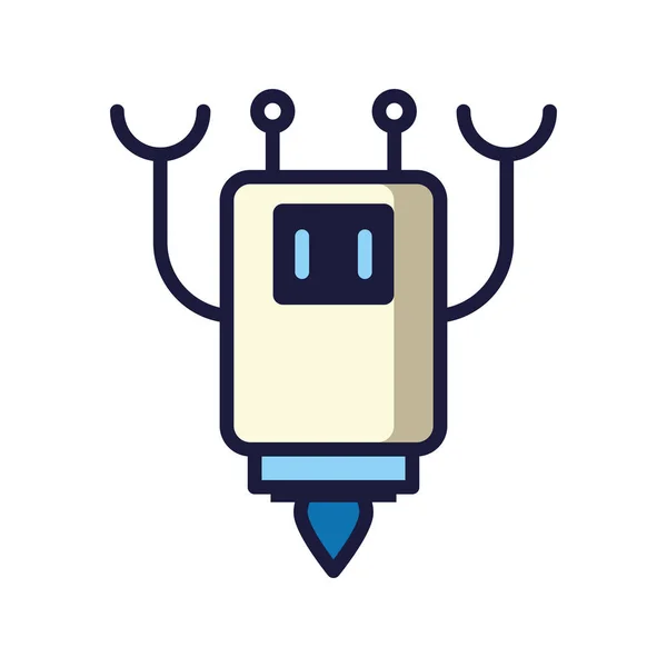 Robot flotante cyborg aislado icono — Vector de stock