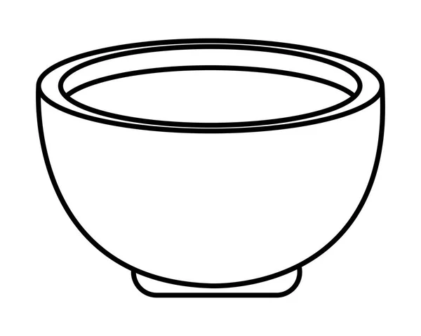 Суп в миске азиатский пищевой мультфильм в черно-белом — стоковый вектор
