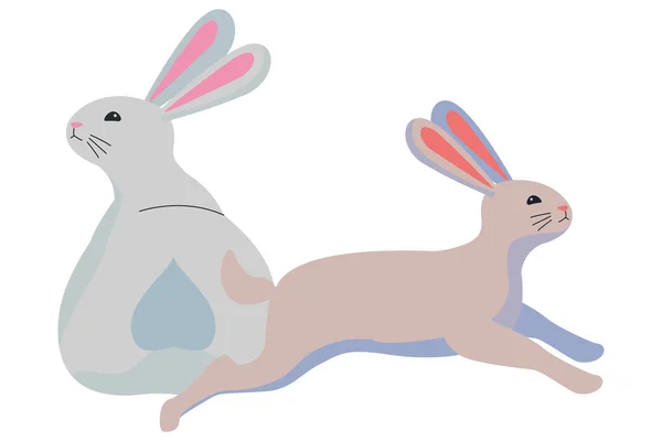 Sevimli iki tavşan hayvanlar karikatürler — Stok Vektör