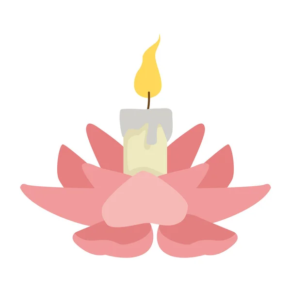 Bougie allumée sur la fleur dessin animé — Image vectorielle