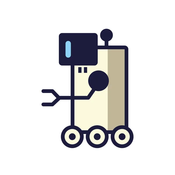 Robot with wheels cyborg isolated icon — Stock Vector