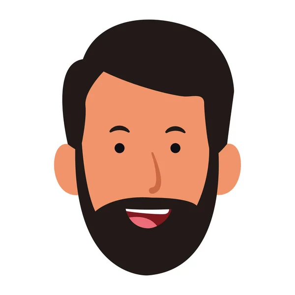 Cartoon man face with beard, black and white design — 스톡 벡터