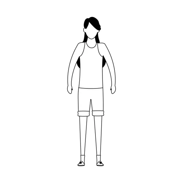 Mujer avatar icono de pie, diseño plano — Vector de stock