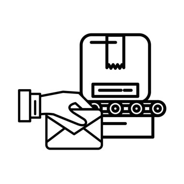 posta servisini paketleyen kutulu taşıma bandı