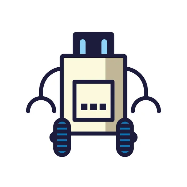 Robot with wheels cyborg isolated icon — Stock Vector