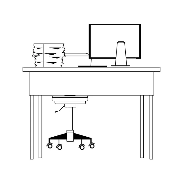 Büroschreibtisch-Ikone, flaches Design — Stockvektor