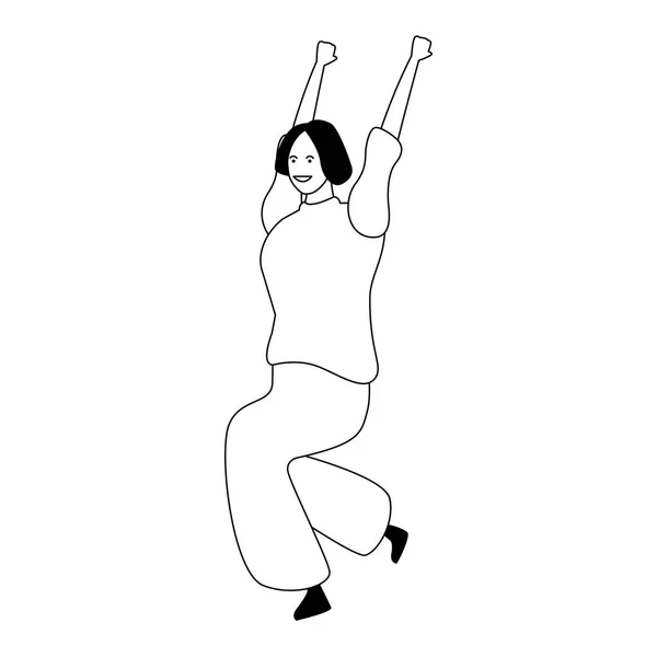 Kreslená žena taneční ikona, plochý design — Stockový vektor