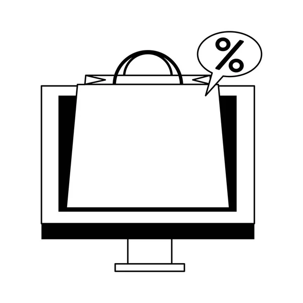 Інтернет-магазин електронної комерції продаж мультфільму в чорно-білому — стоковий вектор
