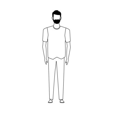 Sakallı adam avatar ikonu, düz tasarım