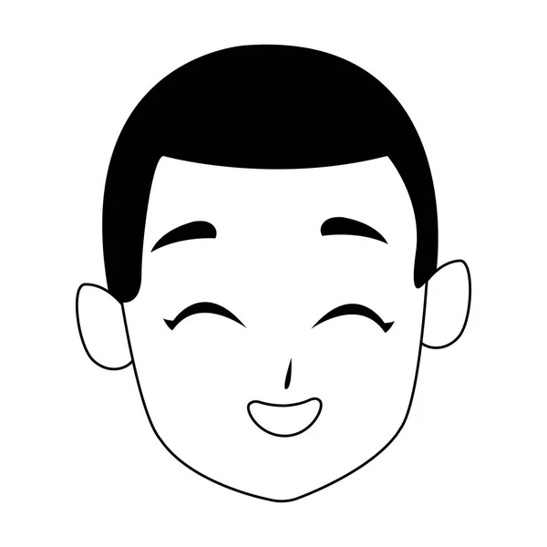 Ikon kartun pria bahagia, desain datar - Stok Vektor
