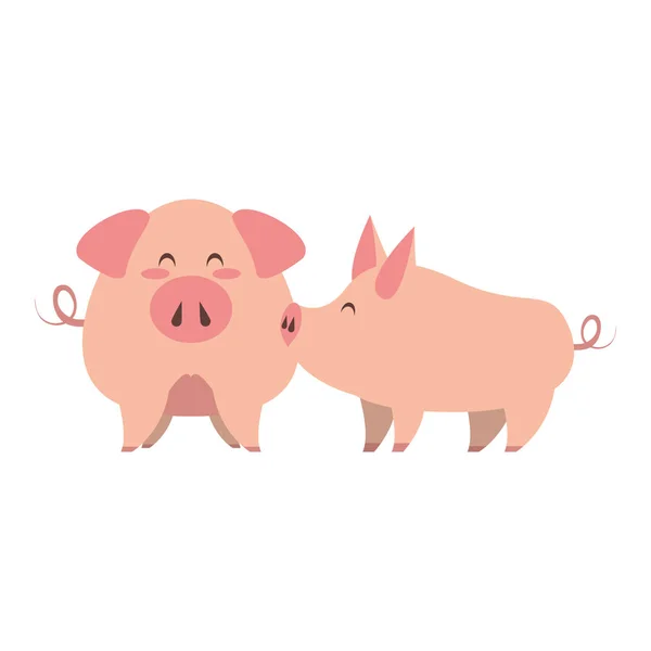 Niedliche Tiere Schweine Bauernhof Cartoon — Stockvektor