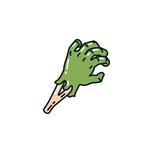 Mano zombi saliendo de la tierra — Vector de stock