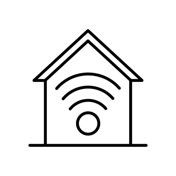 Σπίτι πρόσοψη με wifi σήμα — Διανυσματικό Αρχείο