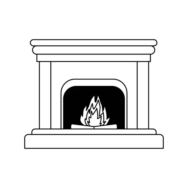 Chimenea con icono de fuego, diseño plano — Archivo Imágenes Vectoriales