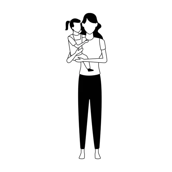 Avatar matka se svou malou dcerou — Stockový vektor