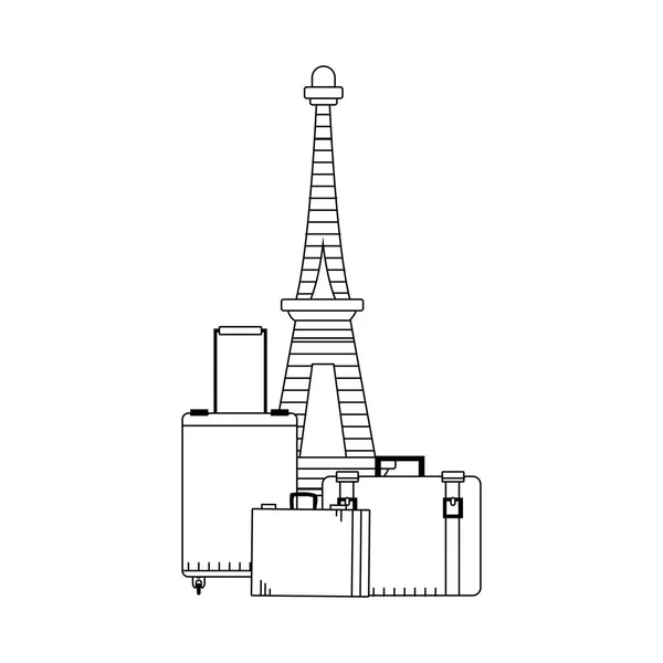 Travel suitcases and Eiffel tower design — 스톡 벡터