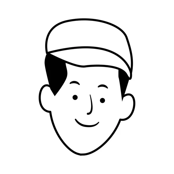 Cartoon άνθρωπος με καπάκι, επίπεδη σχεδίαση — Διανυσματικό Αρχείο