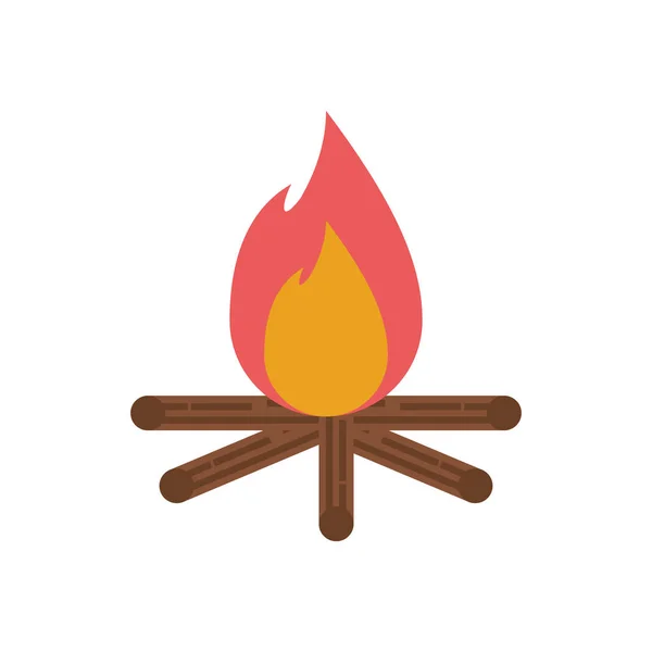 Campfire flame camping isolated icon — Stock Vector