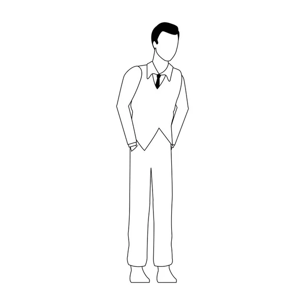Kreslený muž s kravatou, plochý design — Stockový vektor
