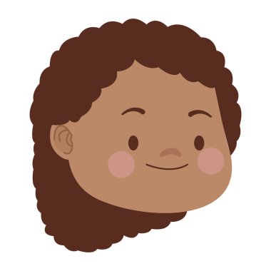 Çizgi film kızı yüzü kıvırcık saçlı, düz dizaynlı