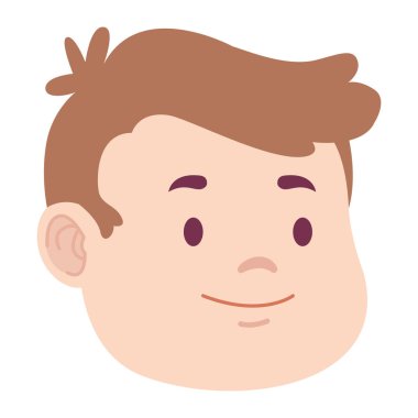 çizgi film çocuğu yüz simgesi, renkli düz tasarım