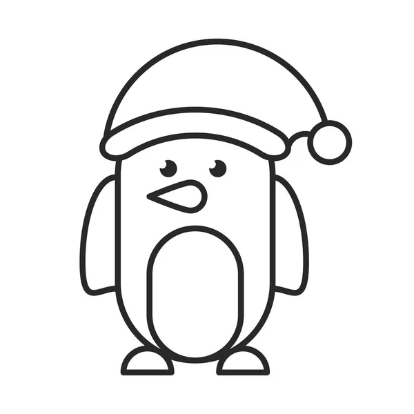 Lindo pingüino con carácter sombrero de Navidad — Vector de stock