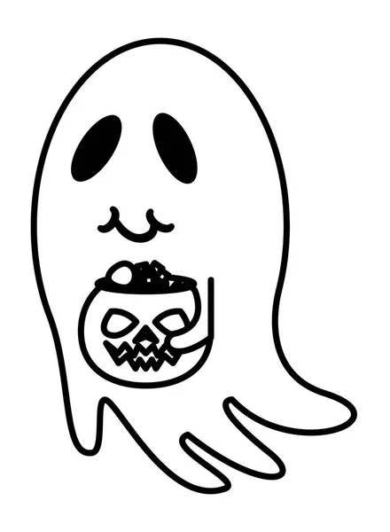 Halloween-Geist mit Kürbis und Bonbons — Stockvektor