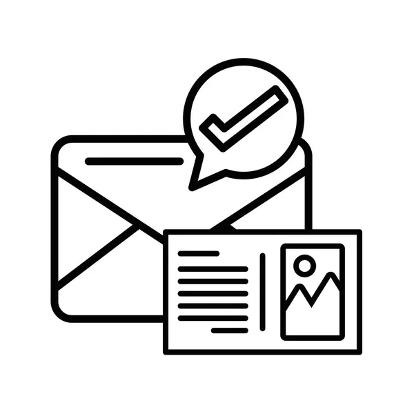 Enveloppe mail avec symbole de contrôle — Image vectorielle