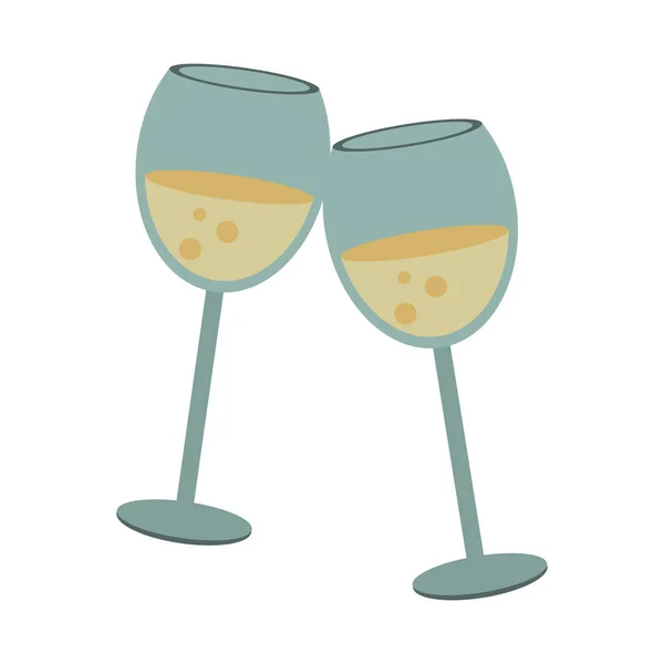 Wijnglazen pictogram afbeelding, plat ontwerp — Stockvector