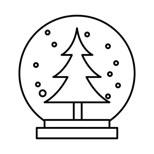 Καλά Χριστούγεννα κρυστάλλινη μπάλα με πεύκο — Διανυσματικό Αρχείο