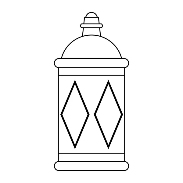 Lanterna decoração festival lâmpada desenhos animados em preto e branco — Vetor de Stock