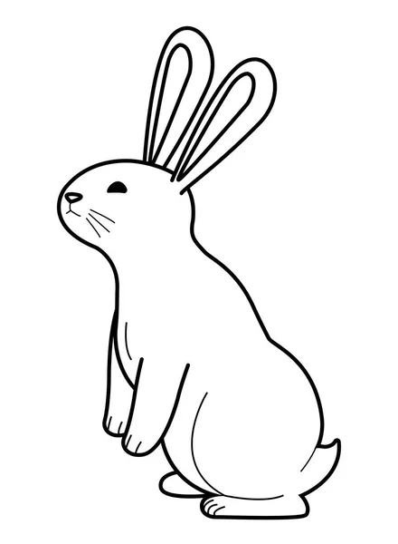 Siyah beyaz sevimli tavşan hayvan çizgi filmi. — Stok Vektör