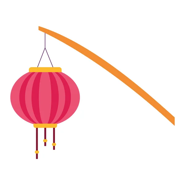 Vara com ícone de lanterna chinesa, design plano colorido — Vetor de Stock
