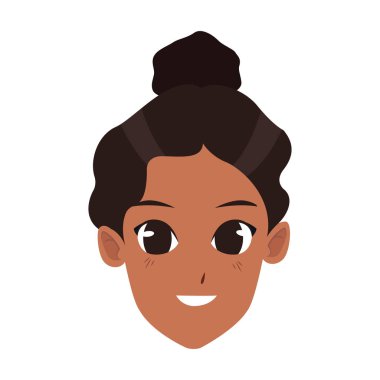 Çizgi film kadını gülümsüyor, düz dizayn