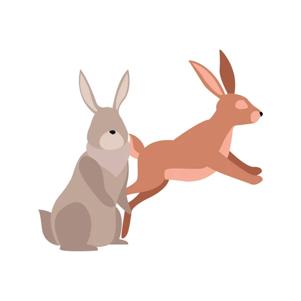 Icona conigli dei cartoni animati, design piatto — Vettoriale Stock