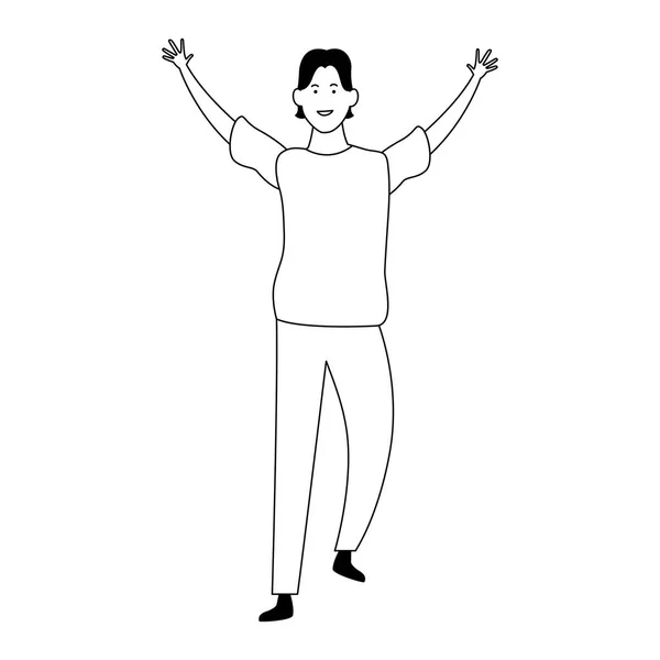 Icono del hombre feliz, diseño en blanco y negro — Vector de stock