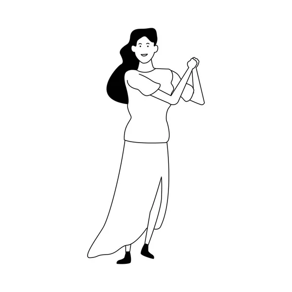 Šťastná žena taneční ikona, plochý design — Stockový vektor