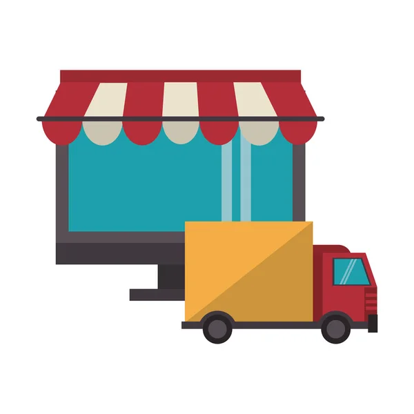Delivery commerce online sales cartoon — Stock Vector