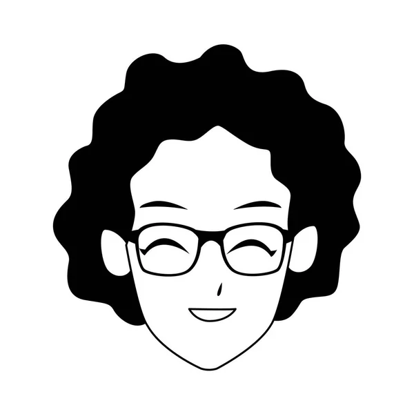 Cartoon oude vrouw met bril, plat ontwerp — Stockvector