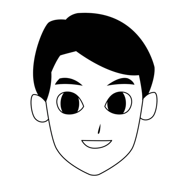 Dessin animé visage de jeune homme, design plat — Image vectorielle