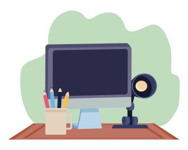 Ofis ve işyeri elemanları çizgi film