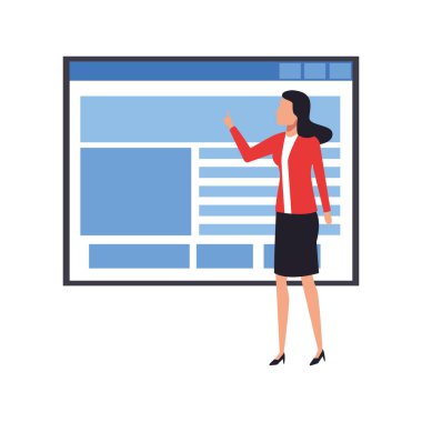 Konuşma baloncuklu dizüstü bilgisayar, düz dizayn