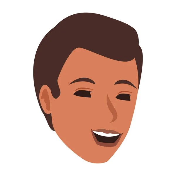 Hombre de dibujos animados sonriendo icono, diseño plano — Vector de stock