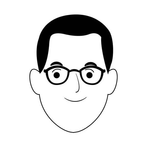 Hombre nerd icono de dibujos animados, diseño plano — Vector de stock