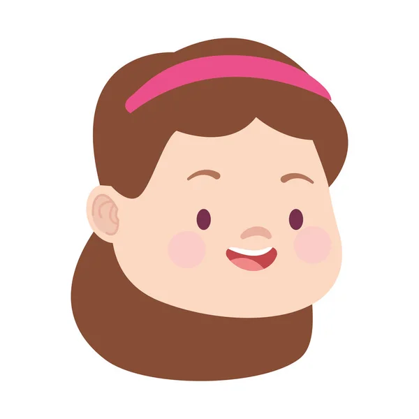 Cute cartoon girl face icon — Stock Vector