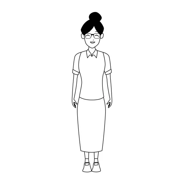 Icono de mujer de dibujos animados, diseño plano — Vector de stock
