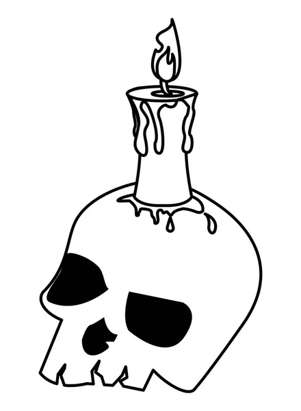 Halloween skull head with candle — 스톡 벡터