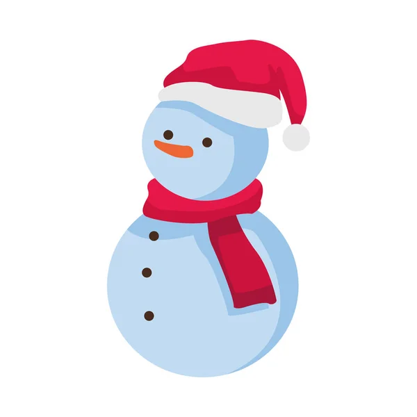 Desenho animado ícone boneco de neve de Natal, design plano colorido — Vetor de Stock