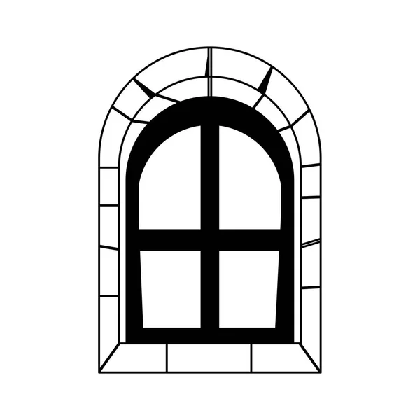 Halloween kasteel venster geïsoleerd pictogram — Stockvector
